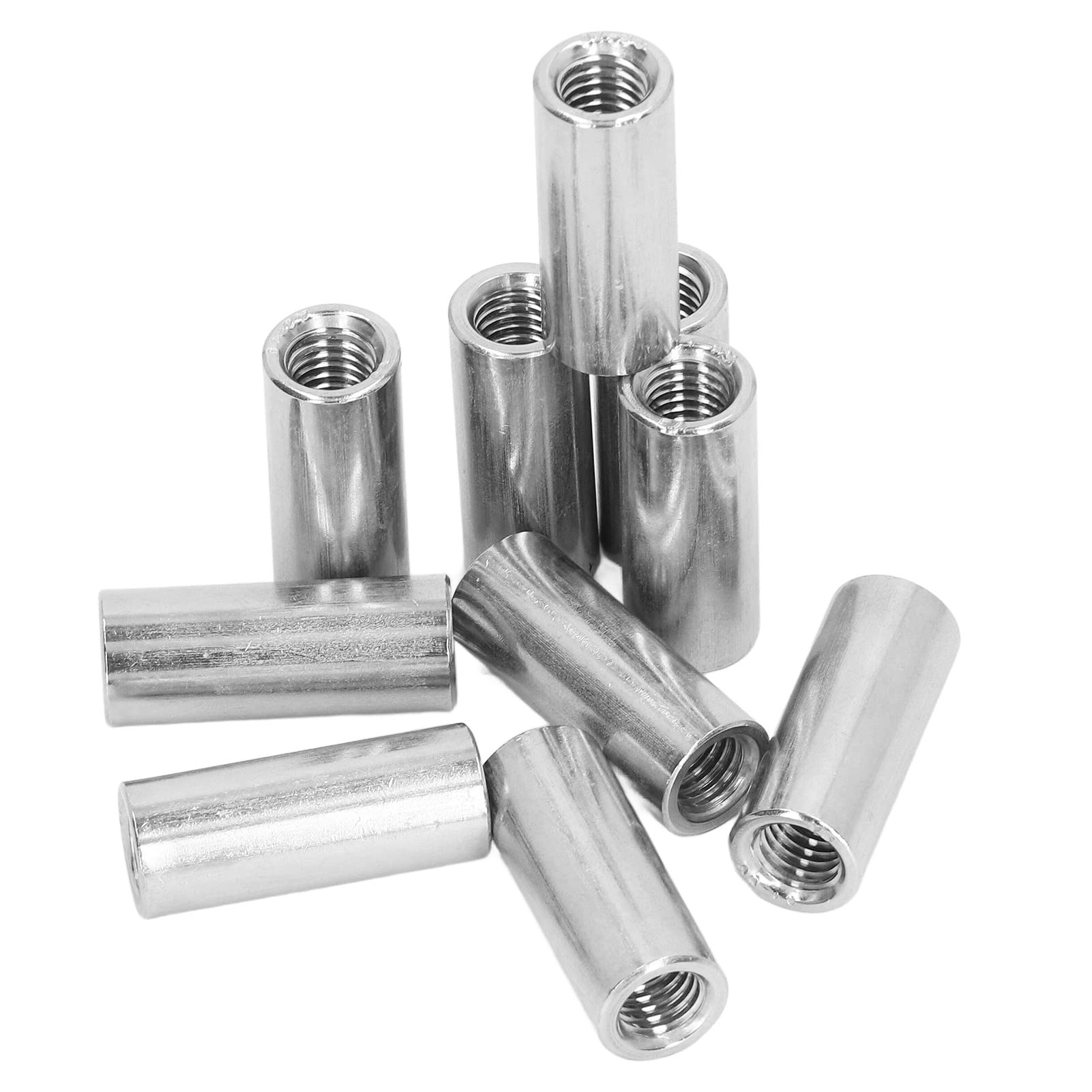 10 Stück M8 X1,25 Runde Verbindungsmuttern 304 Edelstahl Überwurfmuttern 30 Mm Länge
