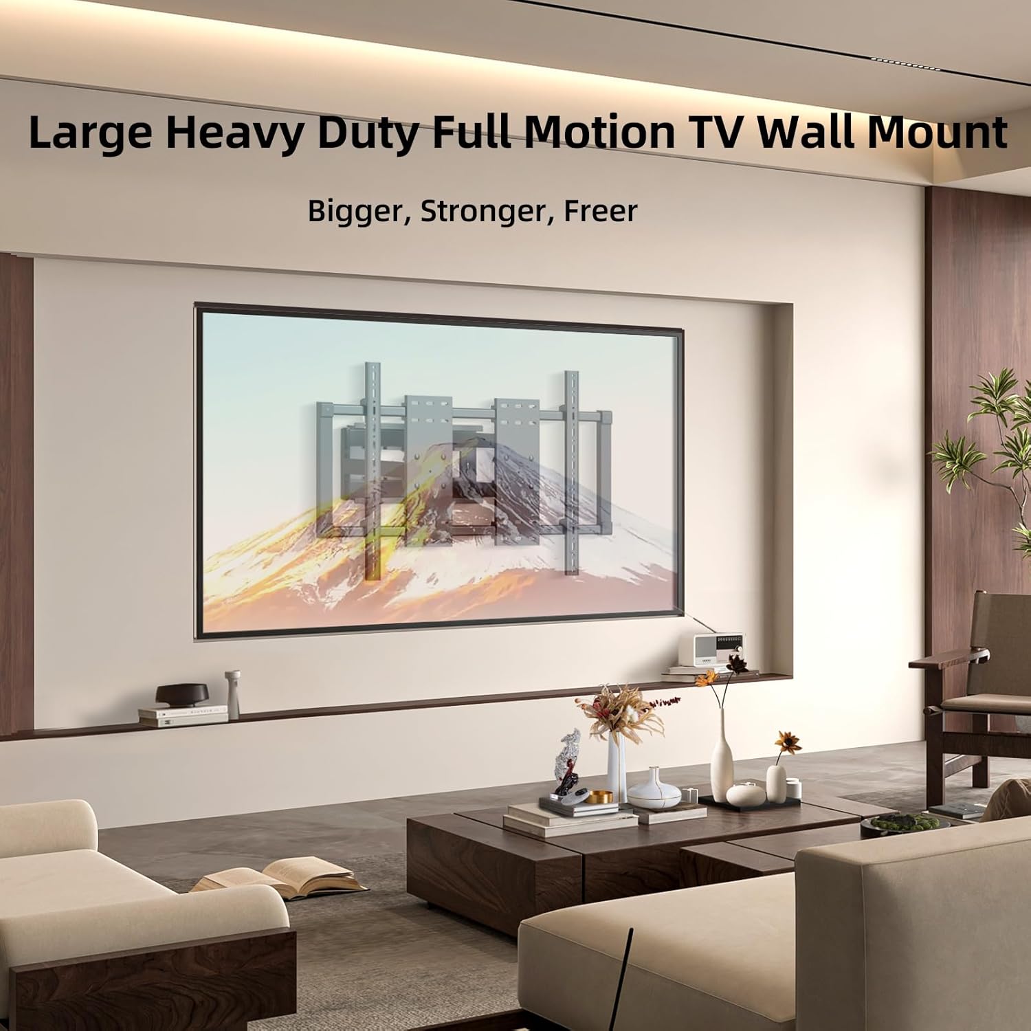 120 115 110 105 100 98 90 86 85 inch TV Wall Mount, Large Screen Ultrathin Full Motion TV Bracket for 50-120" up to 242 lbs Tilt, Swivel, Extension, Leveling Max VESA 1000x600mm, Black, Y10