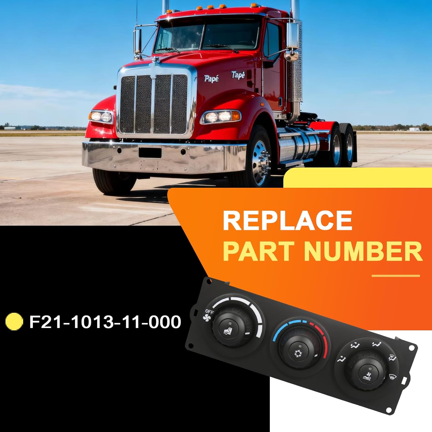 F21-1013-11-000 Climate Control Module Fit for Kenworth Truck T600 T660 T800 W900 2006-2025, HVAC AC Heater Climate Control Module Panel F21101311000 Fit for Kenworth Paccar with Sleeper