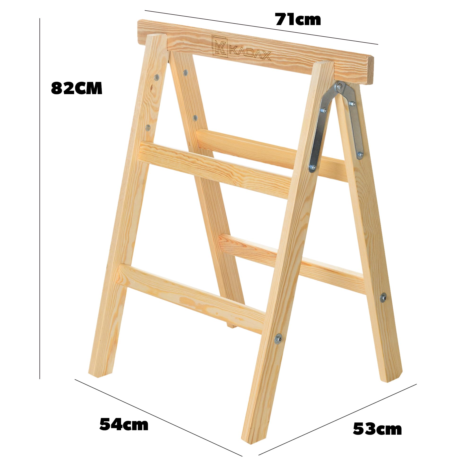 KADAX Klappbarer Arbeitsbock aus hochwertigem Holz, Klappbock mit Einer Tragkraft von 150 kg, Montagebock für Werkstatt und Bauprojekte, Gerüstbock (2 Stück)