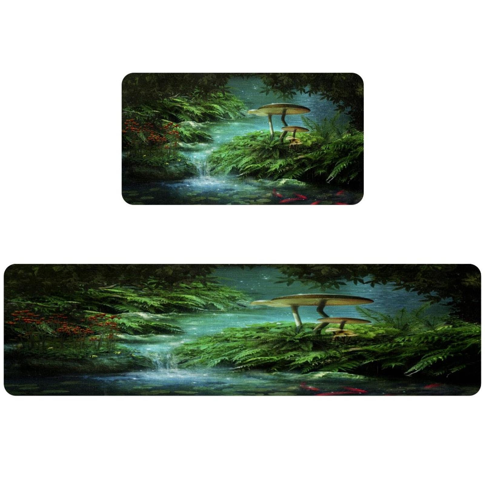 Tapis de cuisine motif rivière étang poissons rouges lot de 2