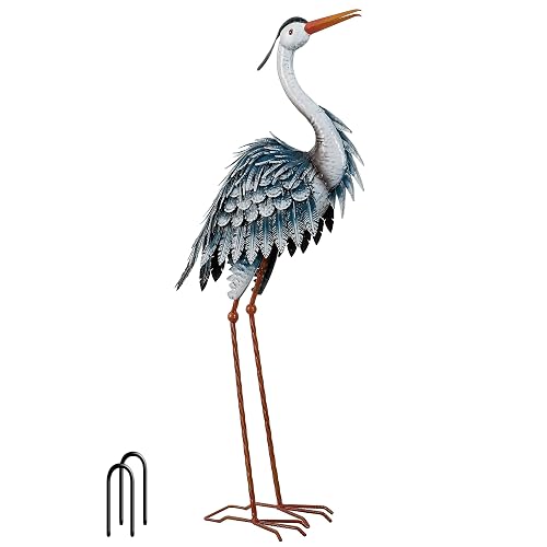 TERESA'S COLLECTIONS Garden Decor Blue Heron Sculptures & Statues Decor,