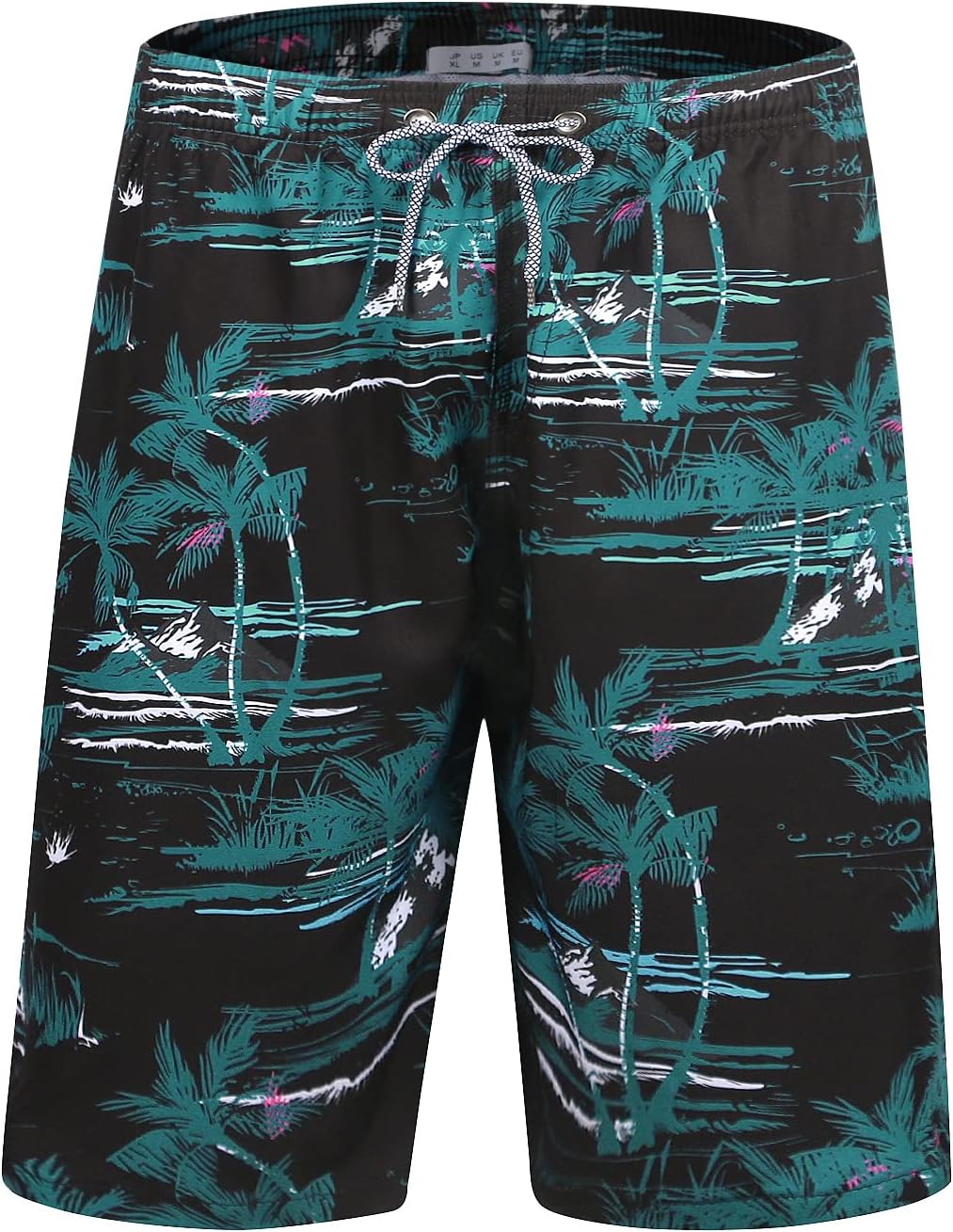 iCKER Mens Swim Shorts Swimming Trunks 3D Print Beach Shorts Boardshorts for Summer S Black S7