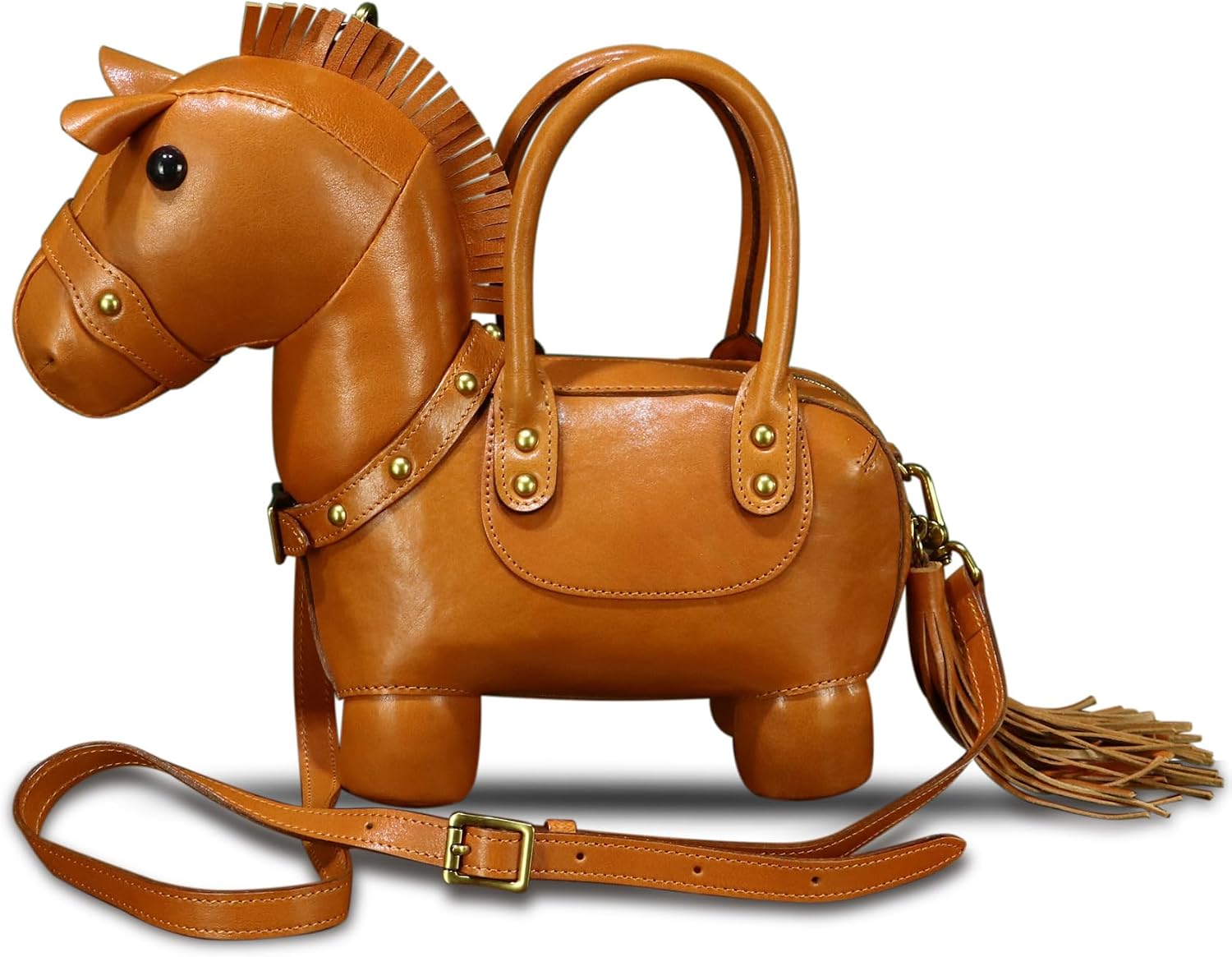 Genuine Leather Horse Purses and Handbags for Women Cute Animal Shape Bag Fashion Desinger Crossbody Shoulder Bag