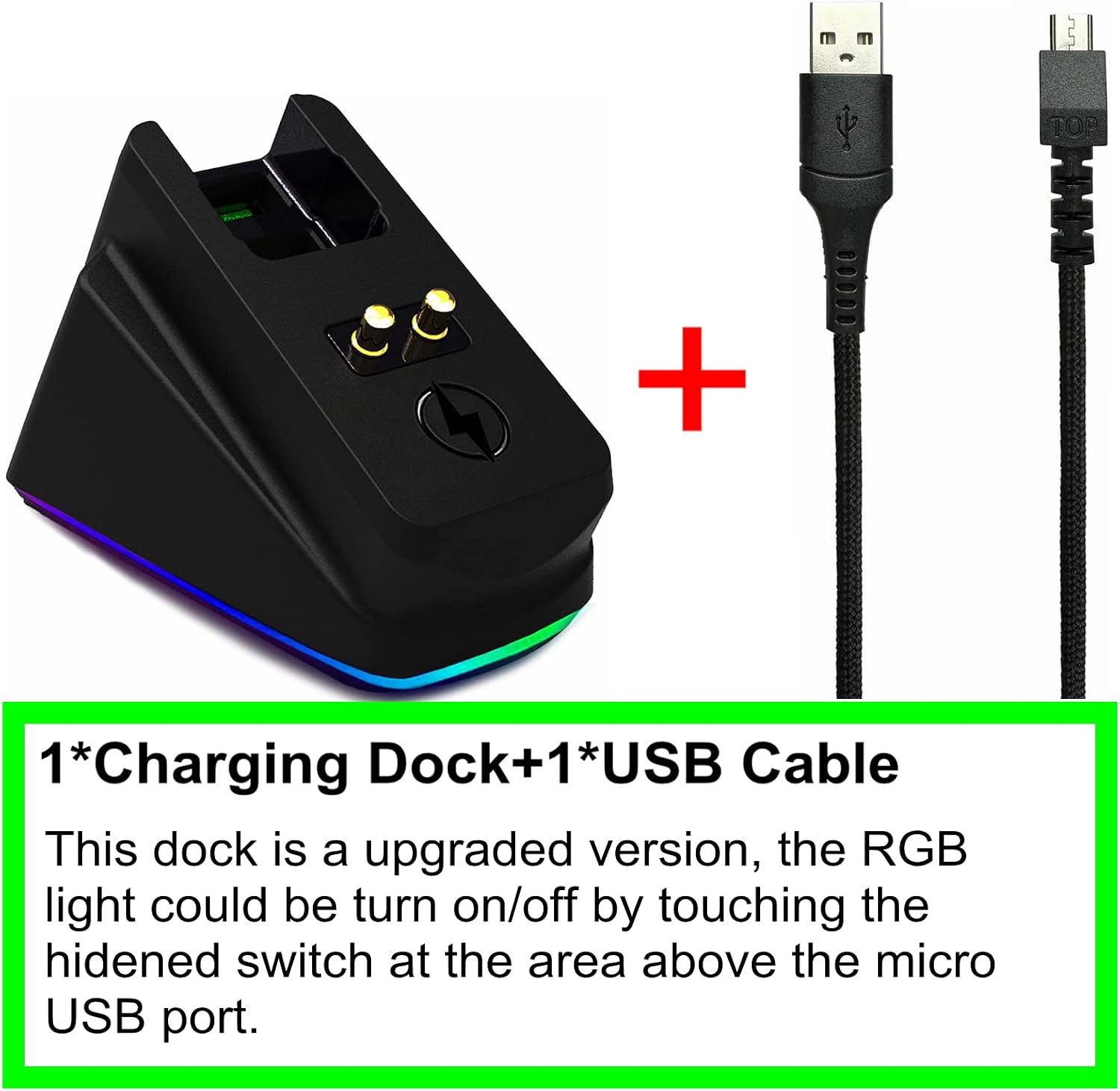 Charging Dock Compatible with Razer Mouse Viper Ultimate Naga pro DeathAdder V2 Pro and Basilisk Ultimate RGB Lights Can Be Turn Off (USB Cable Included) image 2