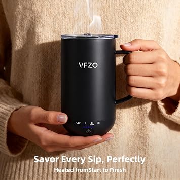Self Heating Coffee Mug,High-Capacity- 18 oz, 180 Min Battery Life, Smart Heated Coffee Mug,Smart Mug, Simple Temperature Control Operation, Gifts for Family Members (Black)