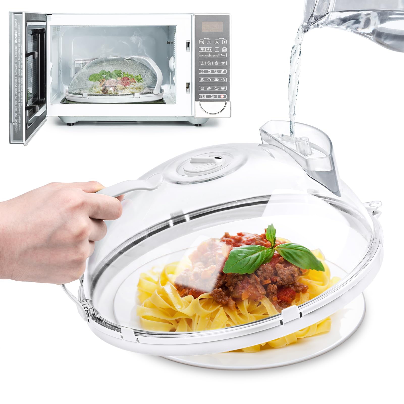 Microwave Magic Cover Clear Microwave Splatter Cover With Water