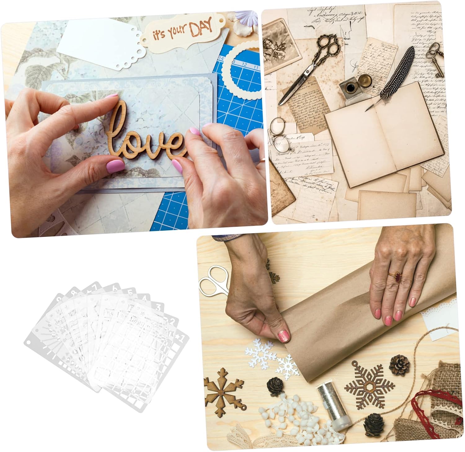 24pcs Journal Stencils Painting Templates for DIY Scrapbooking and Notebook Decoration Layering and Tracing Stencils for Adults and Diary Layout Assist