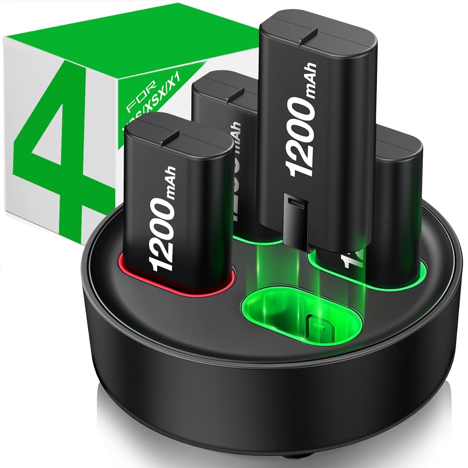 2 Pack Rechargeable Battery for One/Series X with 4 Controller Back Cover and USB C Charging Cable,2x3600mWh One Controller Battery Pack Charge kit for One X/S/Elite