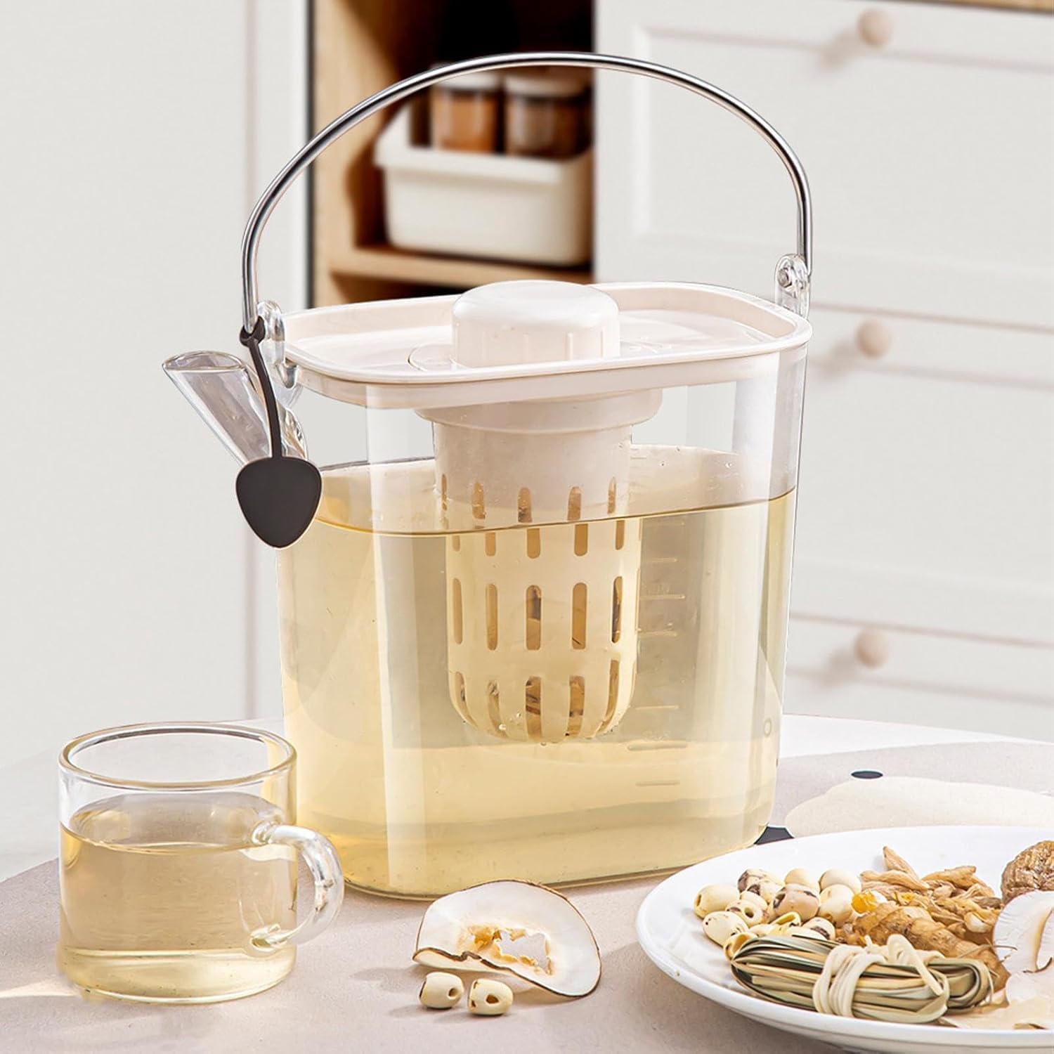Tea Pitcher with Lid - Fridge Pitcher, Large Capacity Pitcher | Juice Kettle for Filtered Water Storage, Juice Kettle with Filtration System for The Fridge, Filtered Water Pitcher for Tea and Juice