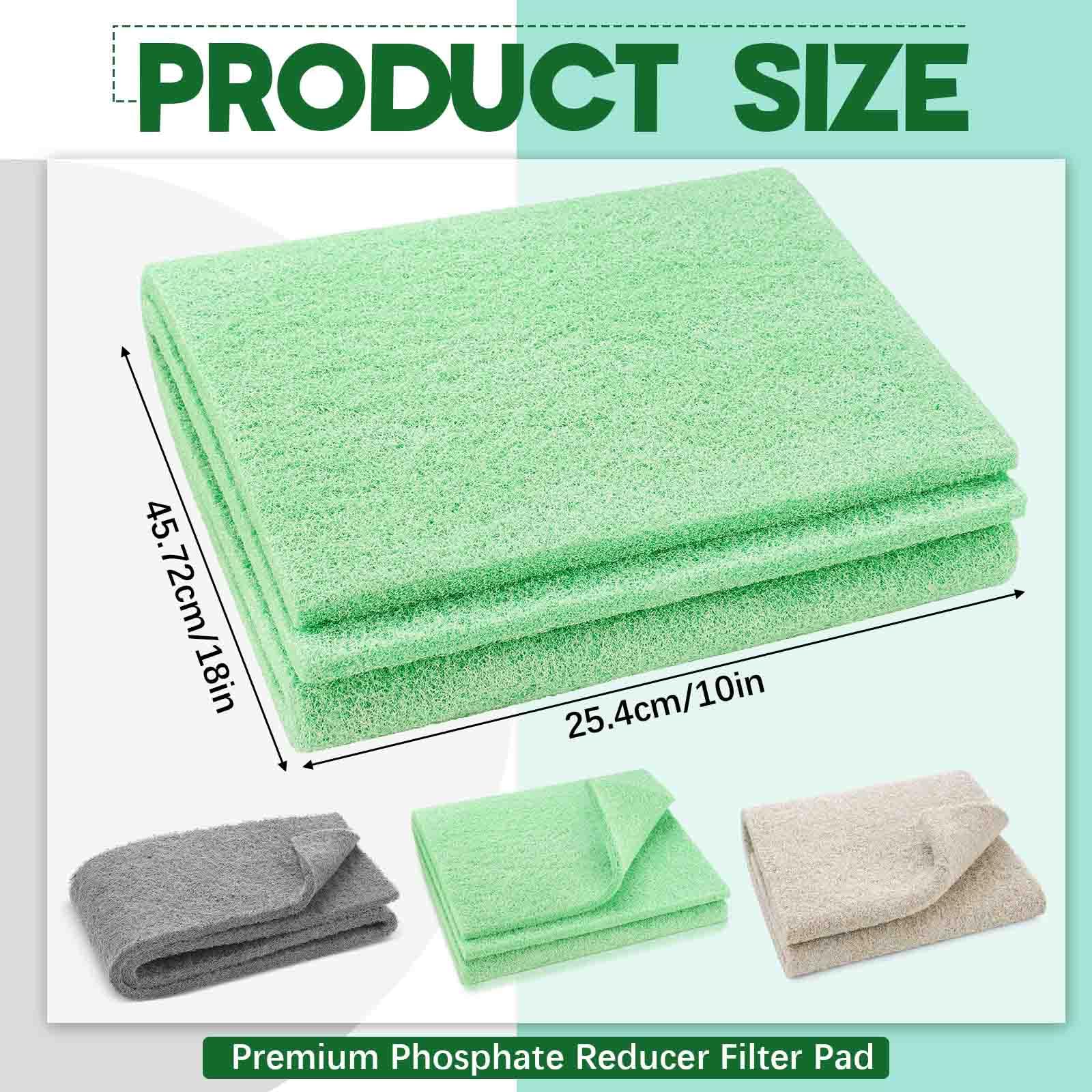 Treela 3 almohadillas de filtro de acuario de 45,7 x 25,4 cm, kit de filtro de repuesto, almohadillas de eliminación de nitrito de fosfato de amoníaco, cortadas para adaptarse a acuarios y estanques