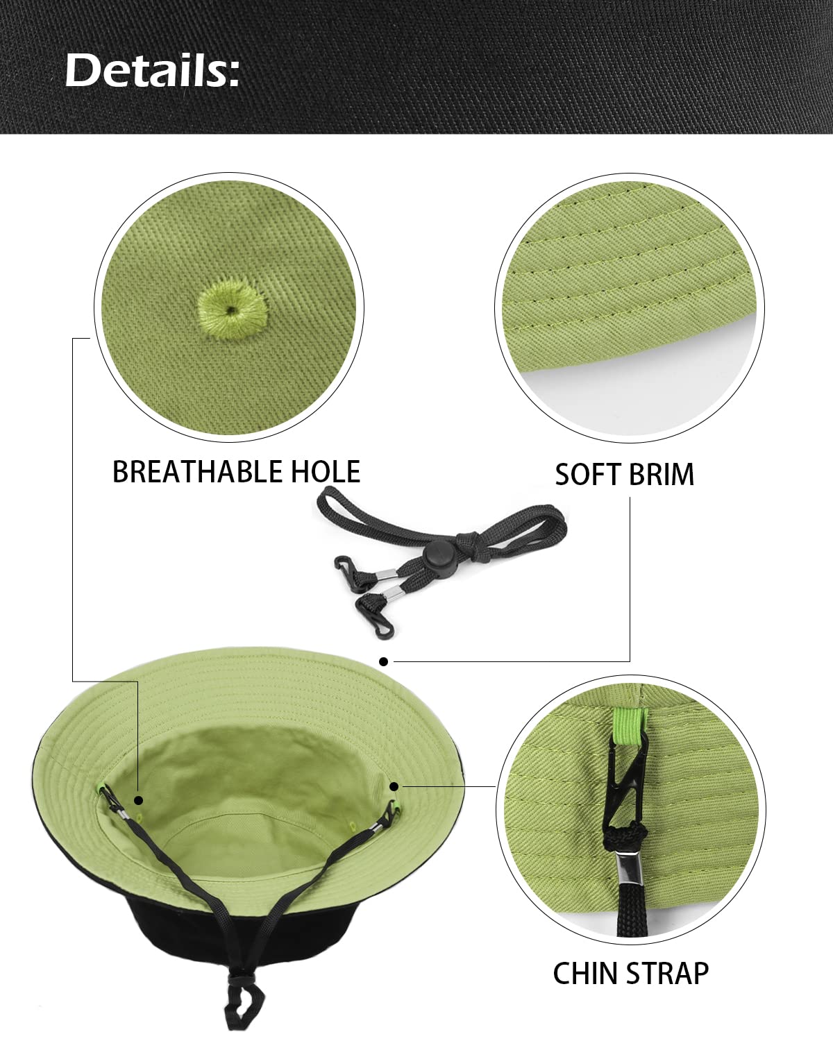 Feng Shui， Sombreros para el Sol L/XL/XX-Large,Sombreros de Pesca Reversibles Grandes,Sombrero de Pescador con protección UV de Doble Cara para Golf, Senderismo al Aire Libre