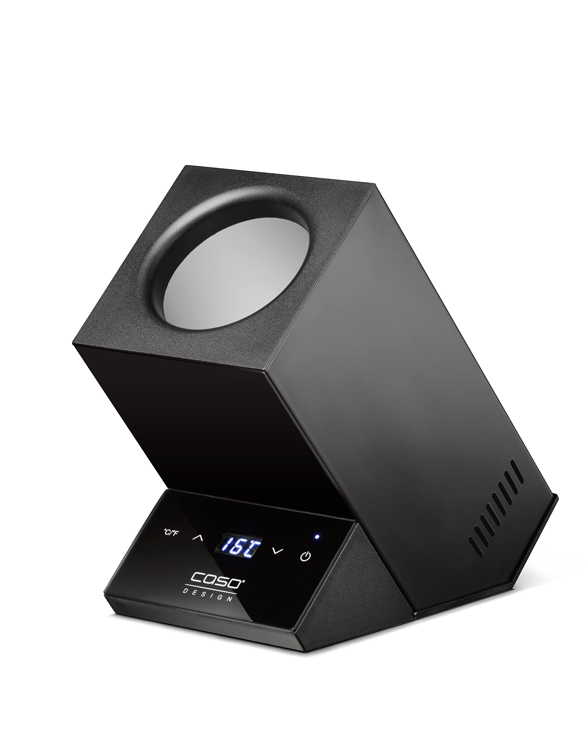 CASO WineCase One Black - Enfriador de vino para una botella, rango de temperatura de 5 – 18 °C, para botellas de hasta 9 cm de diámetro, control táctil, carcasa de acero inoxidable, negro