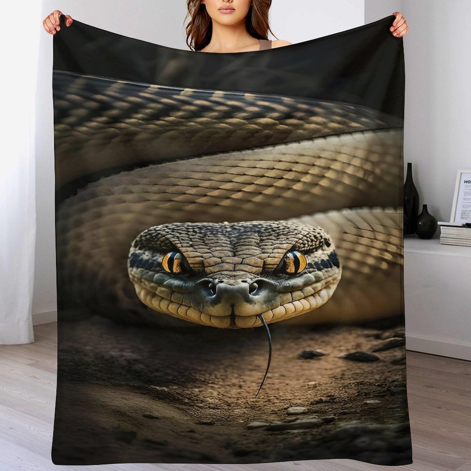 Couverture serpent lavable en flanelle chaude pour voyage