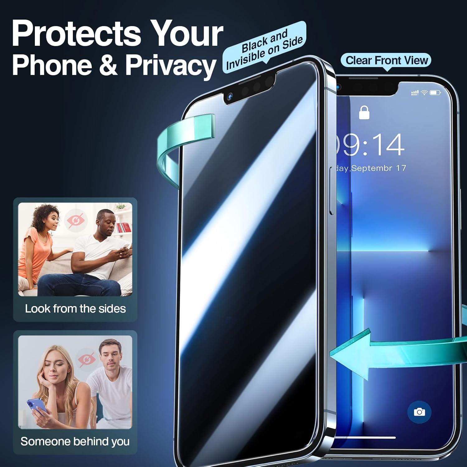 for Samsung Galaxy A15, M15, F15 5G Edge to Edge Anti Spy Privacy Tempered Glass with Easy Installation Kit | Black (Pack of 1) — Amazon image 2
