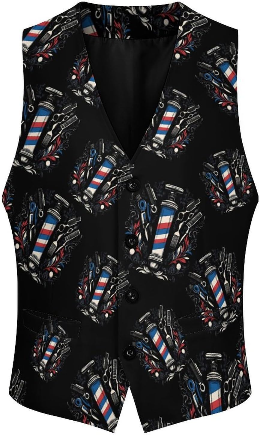 Barber Hairdresser Beard Hairstyle Men's Suit Vest Casual Business Dress Slim Fit Waistcoat Vests with Pockets