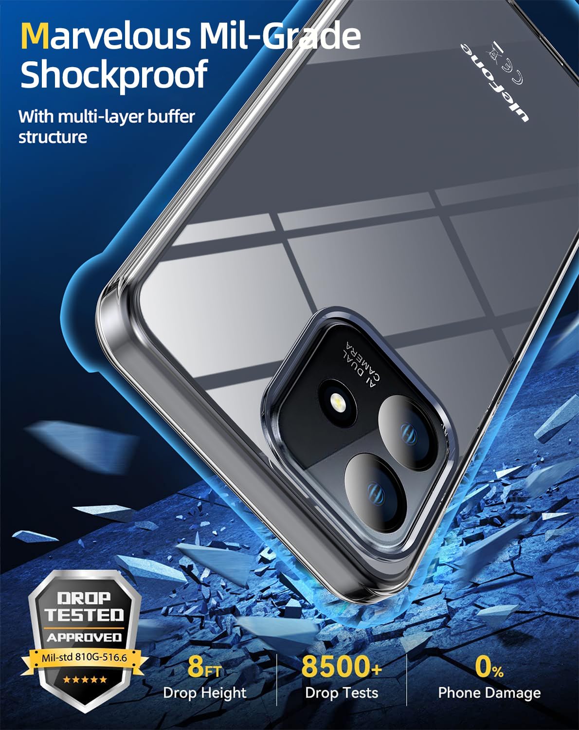 Cover Compatibile con Ulefone Note 16 Pro e 2 pezzi vetro (s7G