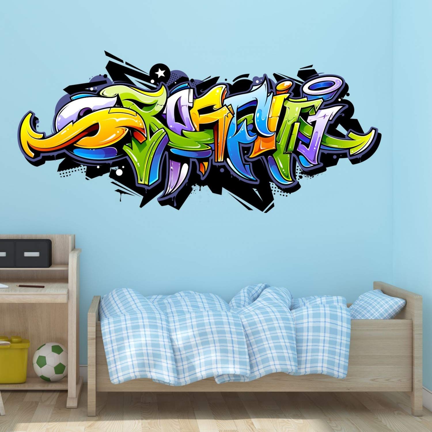 Nikima - Adesivo da parete per bambini, 158, motivo graffiti colorati, in 6 misure, decorazione da parete per la cameretta dei bambini, dimensioni 1500 x 670 mm