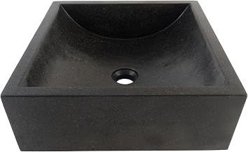 Lavabo de terrazo cuadrado de 40 cm, color negro WOHNFREUDEN