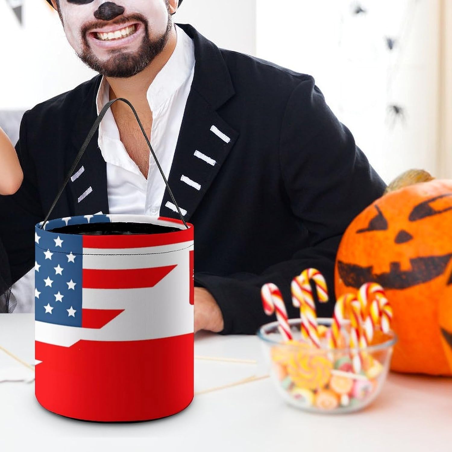 Polish Americans-Flag Halloween Treat Bag Reusable Candy Basket Tote Goody Bags Gift Party