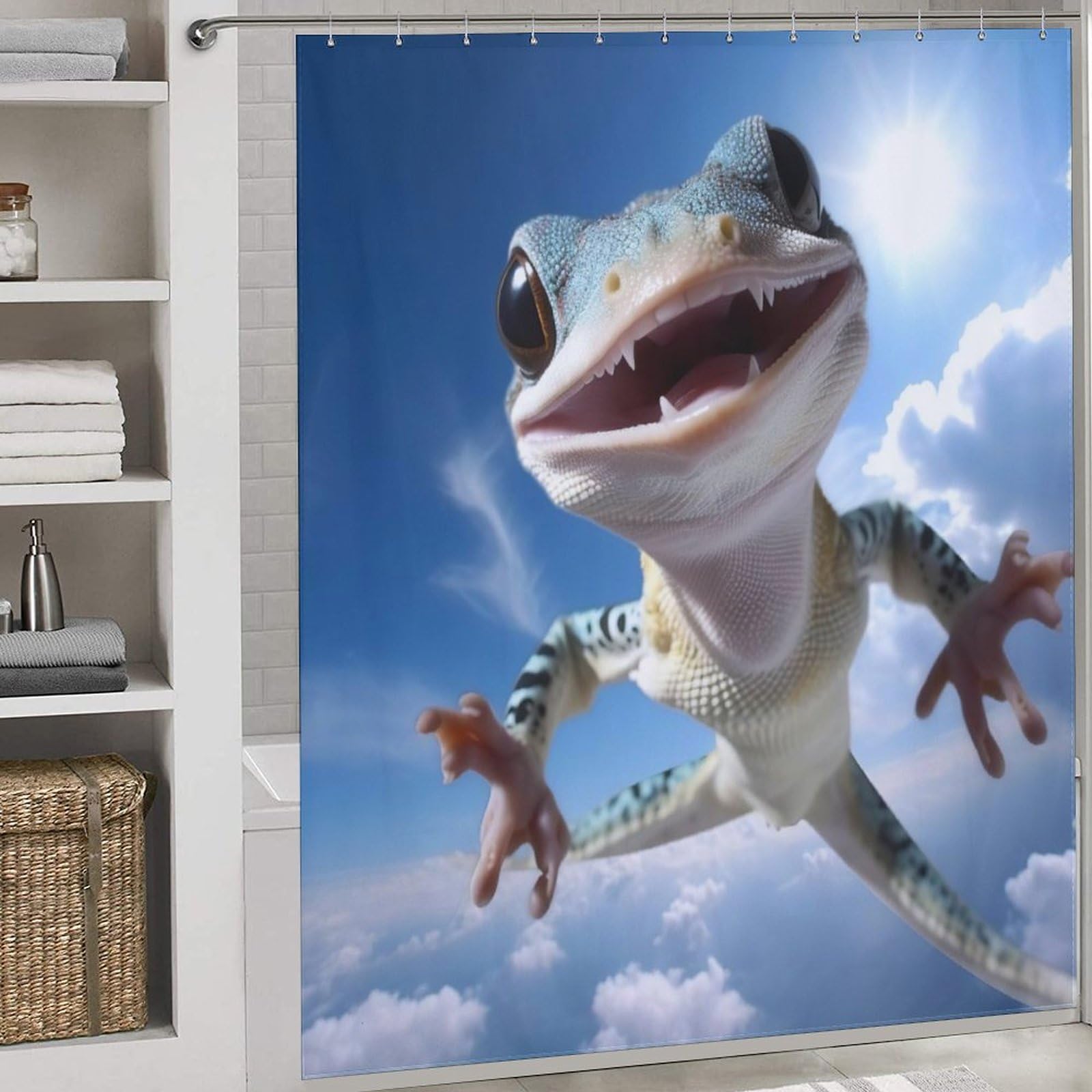 Rideau de douche caméléon anti-éclaboussures en polyester étanche lavable pour baignoire