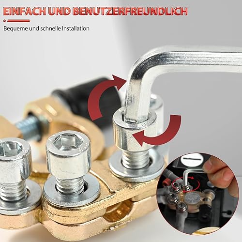 Miniatura 7 de Conectores de abrazadera de terminal de batería, 1 par de 4 vías, clip de conector de terminal de batería para coche, de latón puro, cabezas de pila