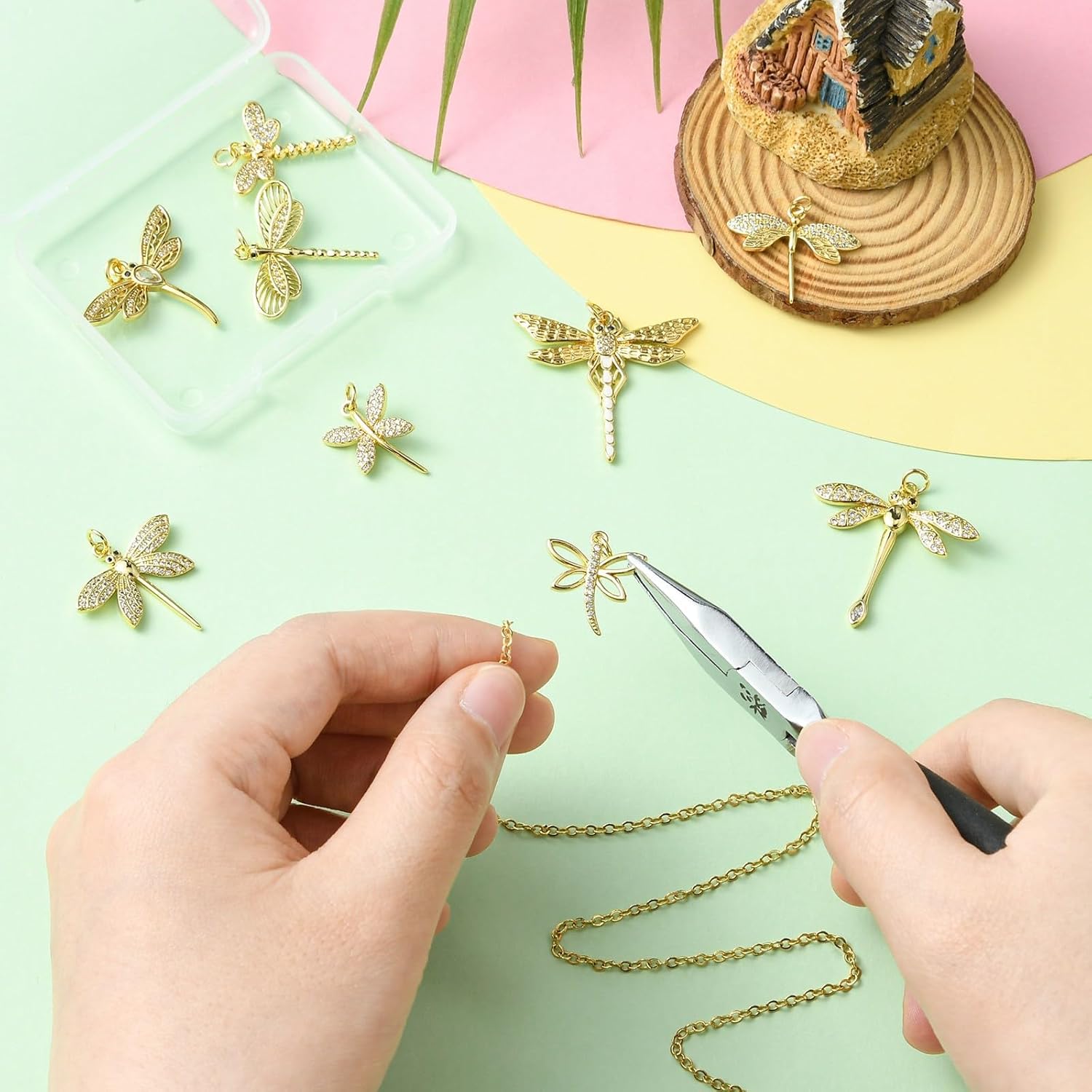 KitBeads 9Pcs 18K Gold Plated Dragonfly Charms Brass Cubic Zirconia Animal Charms for Jewelry Making Bracelets Earrings Necklaces Crafts - Image 5