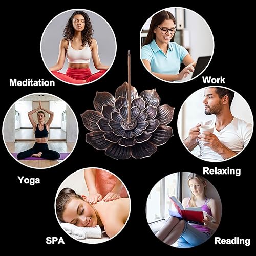 Miniatura 10 de Soporte de incienso para palos, quemador de incienso, recogedor de cenizas desmontable de loto para decoración del hogar, accesorios de fragancia de