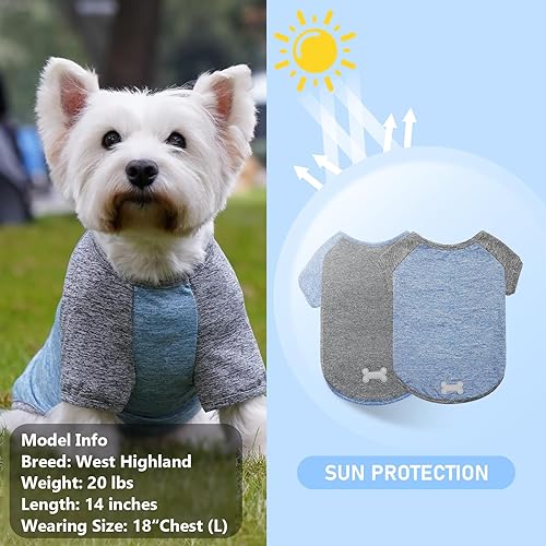 Miniatura 2 de KYEESE Paquete de 2 camisas para perros de secado rápido, manga raglán suaves y elásticas con etiqueta reflectante que protege contra colas de