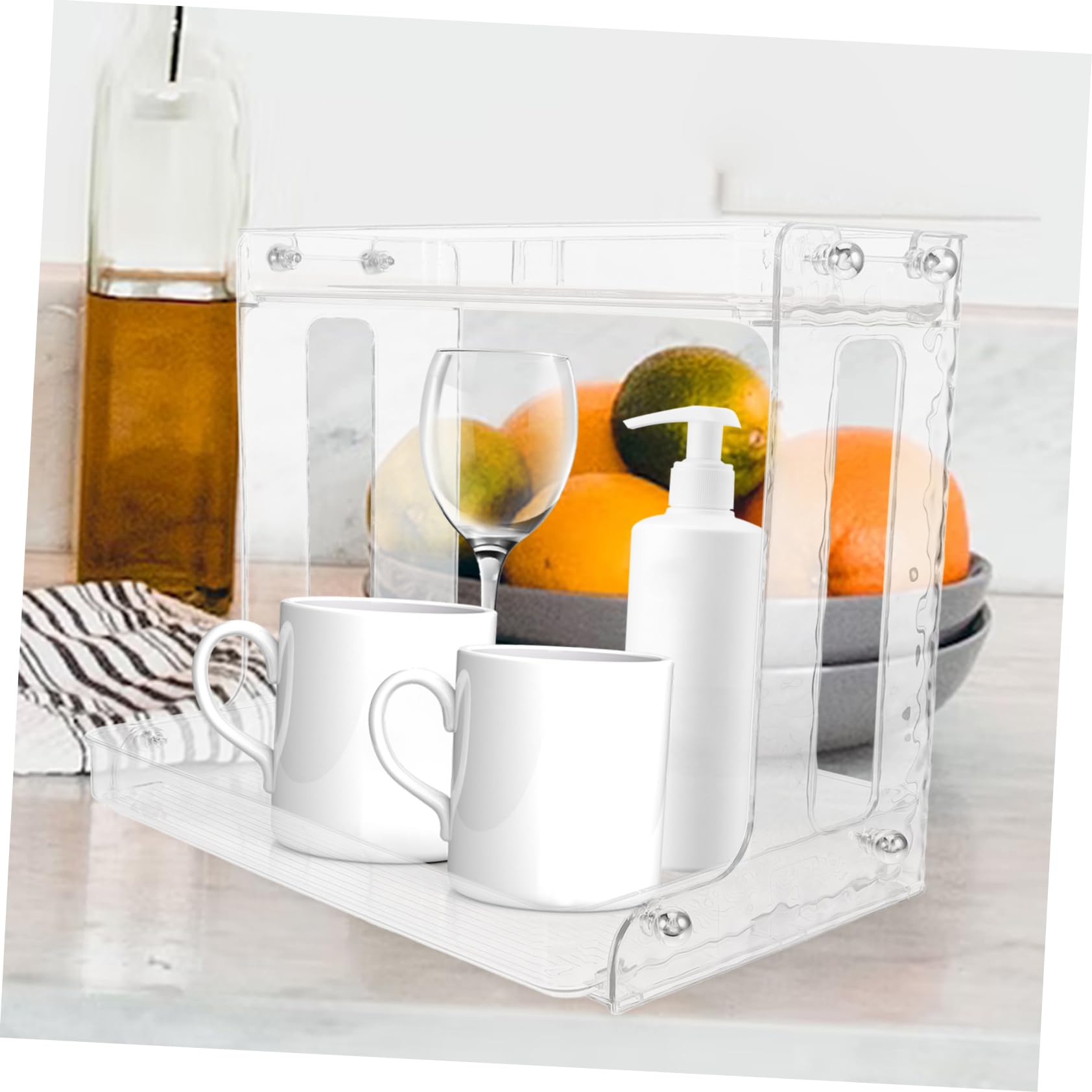 Portaoggetti per Tazze da Cucina Scaffale Angolare A Doppio Scaffale da Scrivania E Organizer per Trucchi Salvaspazio Pratico per Articoli da Toeletta