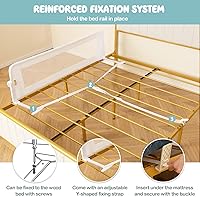 Vista 6 de BABY JOY Rieles de cama para niños pequeños, extra largos, protector de cama de seguridad abatible para cuna convertible, barandilla plegable