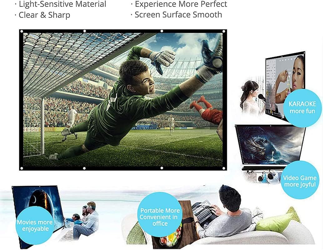 Vilro 60 Inch Diagonal Projector Screen Indoor Outdoor Portable Ratio 16:9 Anti-Crease Foldable Dual Front Rear Retractable 4K Ultra HD 3D Ready Movie Office Home Theater -(52"(W) x29(H))