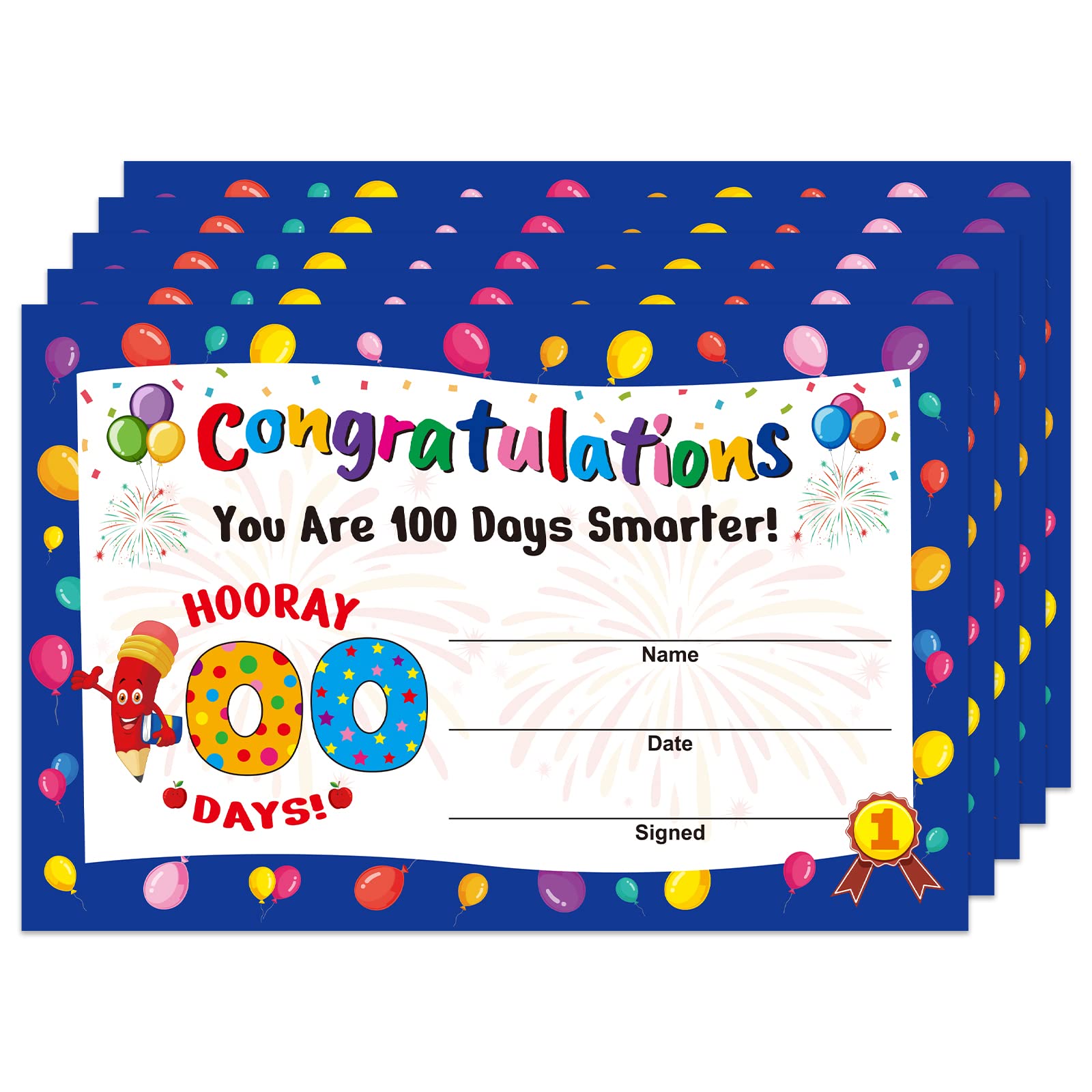 32 Pcs 100th Day of School Award Certificates 100 Days Classroom Activities Certificate for Kindergarten Preschool Kids