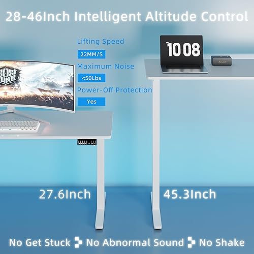 Miniatura 4 de Shintenchi Escritorio eléctrico de altura ajustable, escritorio de computadora de pie de 48 x 24 pulgadas, escritorio de trabajo para oficina en