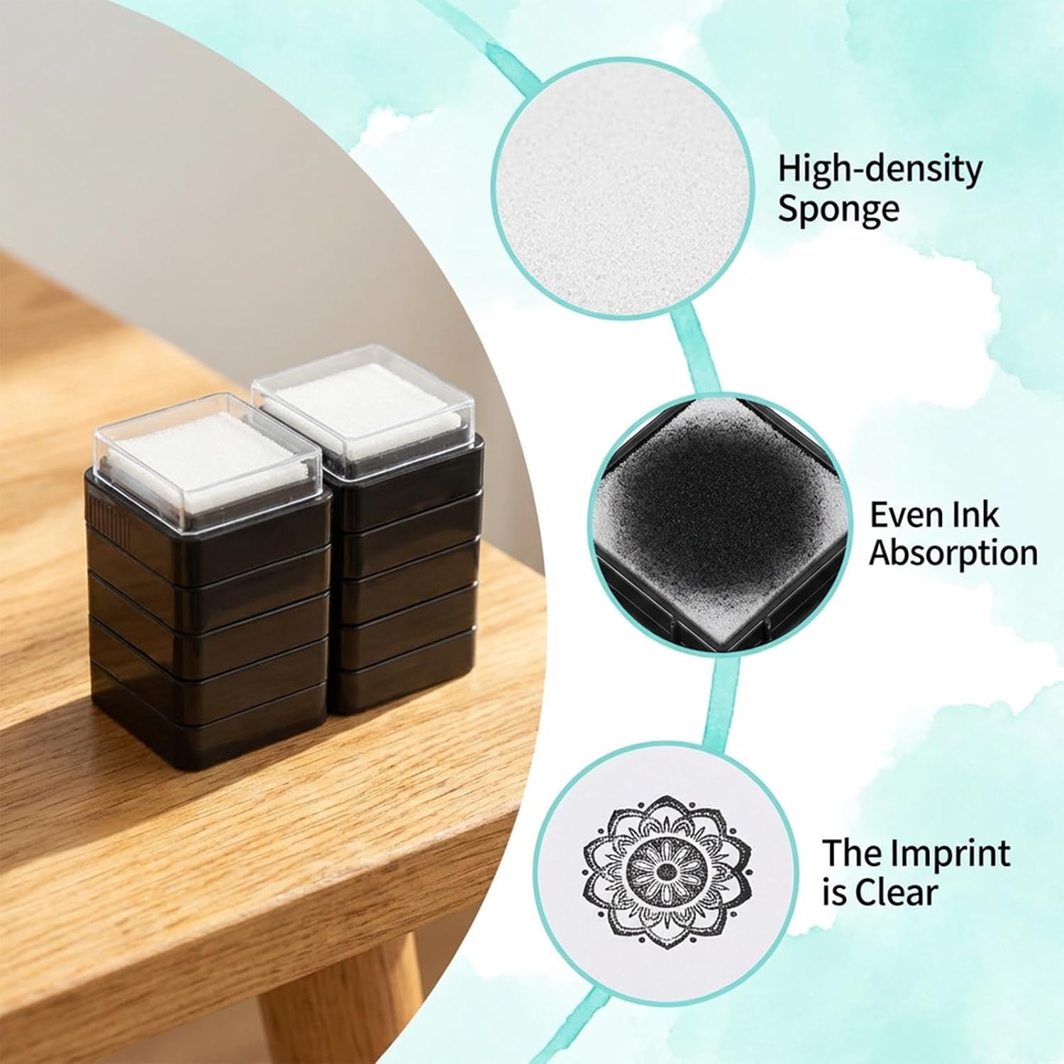 Psiriol 1 Inch Empty Stamp Pads for Crafting Painting and Scrapbooking | Blank Ink Pads, White Ink Pad, Memento Ink Pads, High Absorption Blank Stamp Pads for All Your Creative Projects