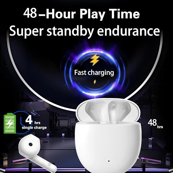 Wireless Earbuds,Bluetooth 5.3 in Ear Headphones with Noise Cancelling Mic, 48H Playtime HiFi Stereo Bluetooth Earphones, IPX8 Waterproof Touch Control True Wireless Headphones for iPhone/Android/IOS - 4