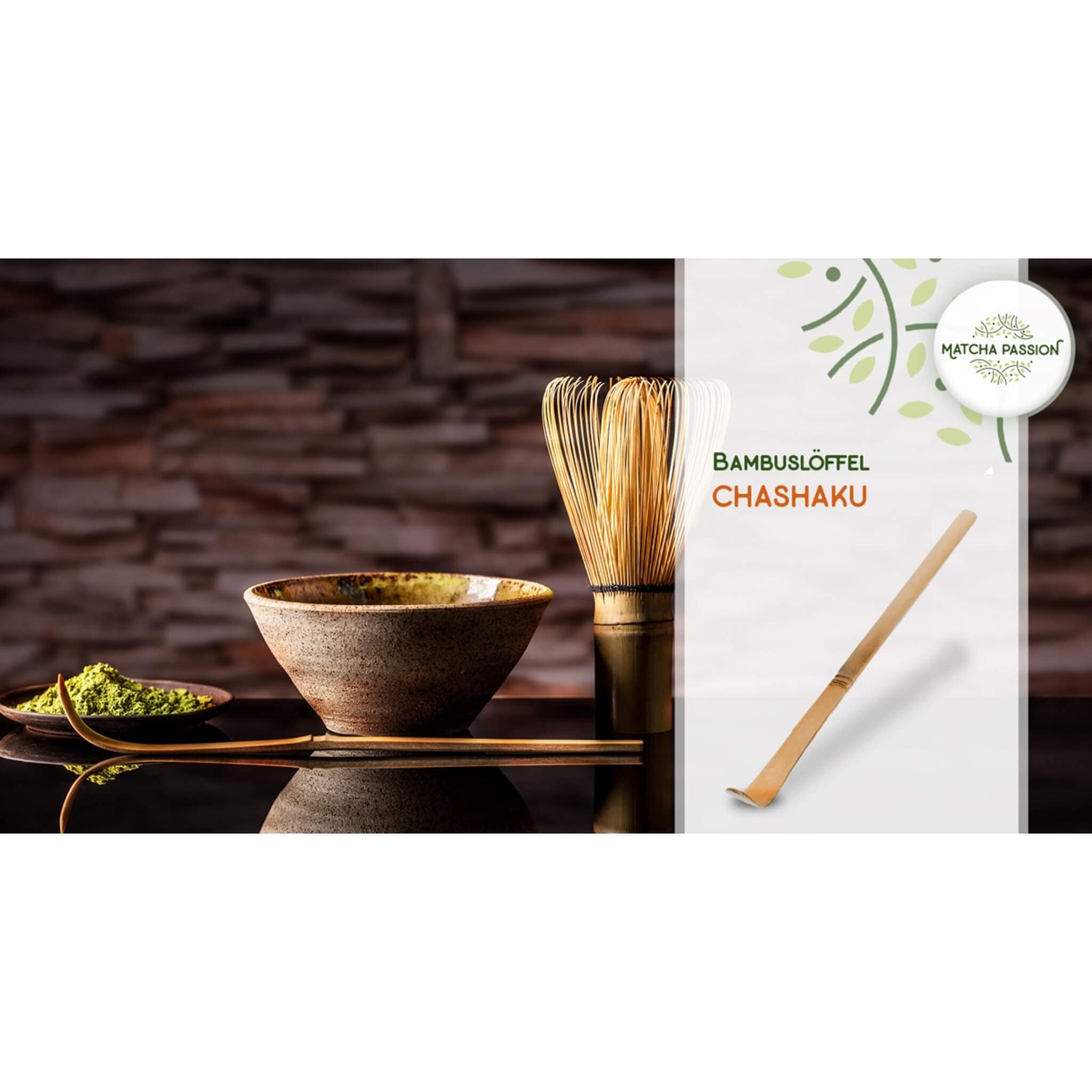 MATCHA PASSION Bio Matcha Premium 30g Pulver mit Bambusbesen & Bambuslöffel - Zeremonie Qualität Kagoshima Japan - purer Genuß für Tee-Zeremonie Vegan Superfood