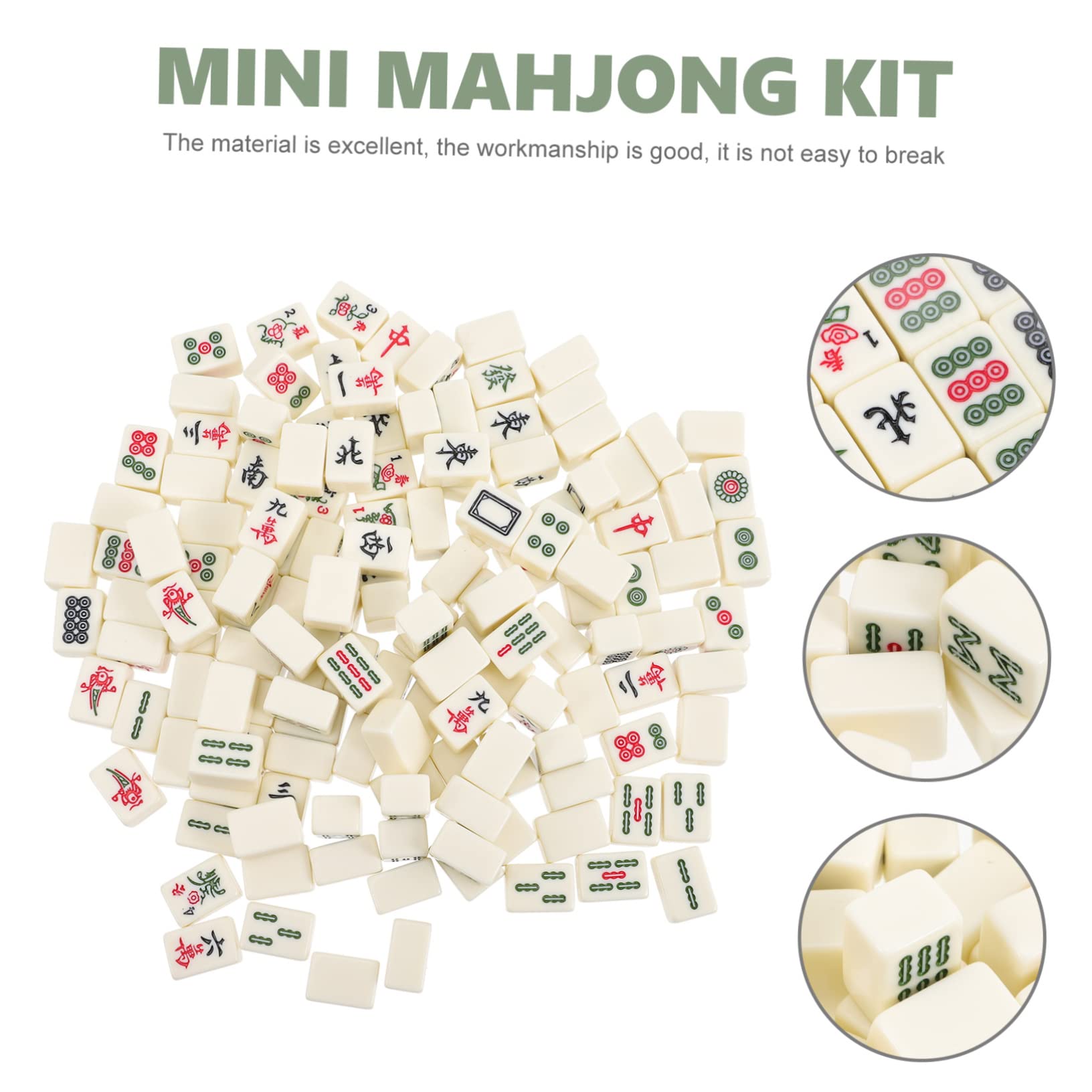Mini Jeu de Mahjong Chinois 2,0cm en Acrylique, 1 Set Portable