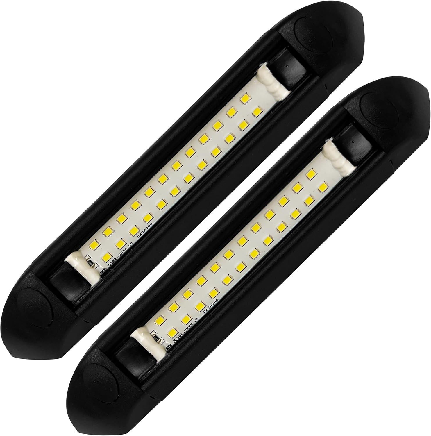 Command Electronics 12V LED Exterior Extruded Porch Light – Surface Mount Utility – IP67 Rating OEM RV, Camper, Bus, Truck, & Trailer – 8"x1.4"x1.4" – Black Case/White Light 2-Pack