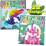 90shine 2PCS Sticker Books for Kids Ages 4-8 Multicolored Magic Themed Designs Party Gift Create 22 Pictures