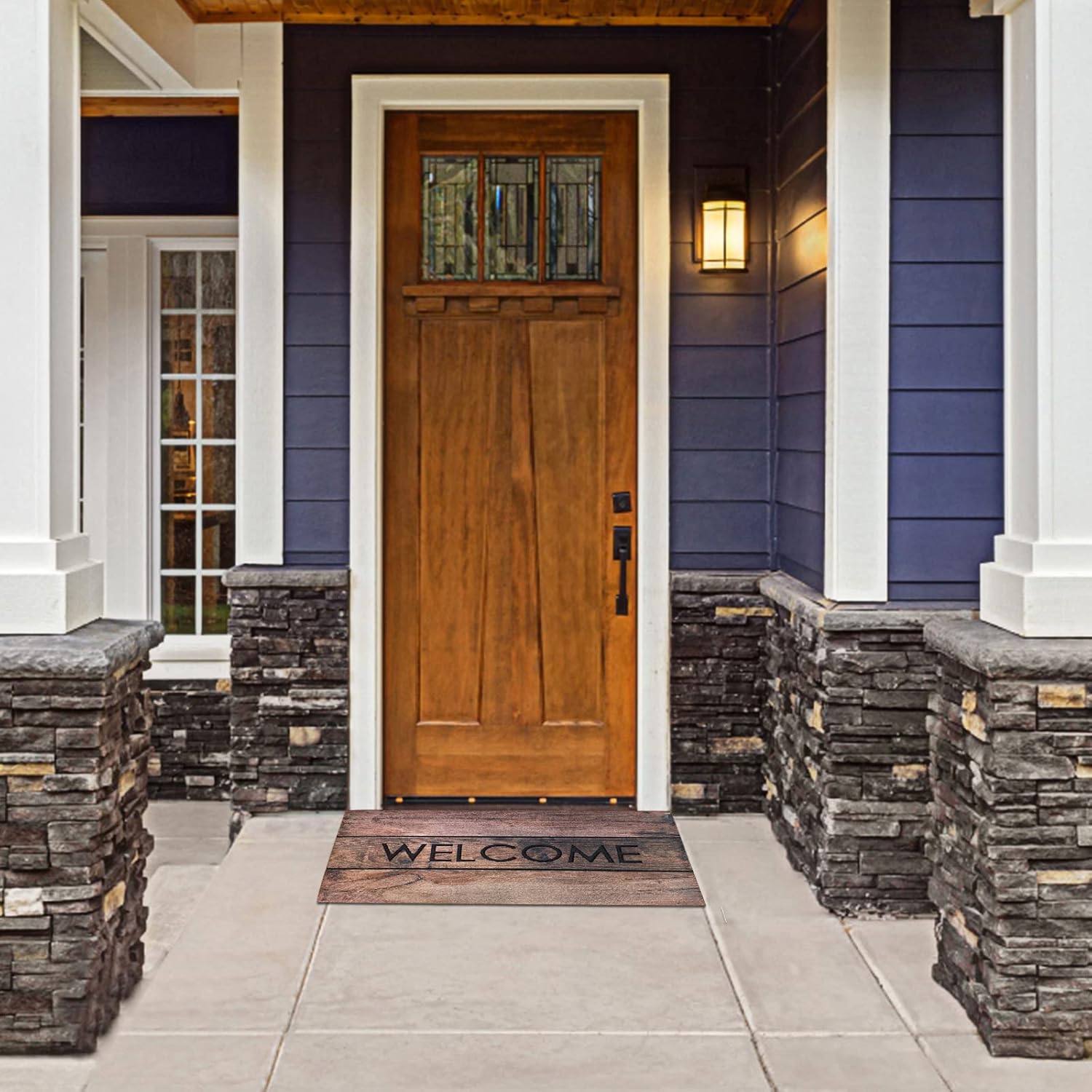 ANDSTAR Welcome Door Mat 18x30 Inch Vintage Wood Grain Design Entryway Door Mat Durable Non Slip Entry Rugs Indoor Outdoor Entry Home Decoration for Home, Garage, Patio(1 Pc)
