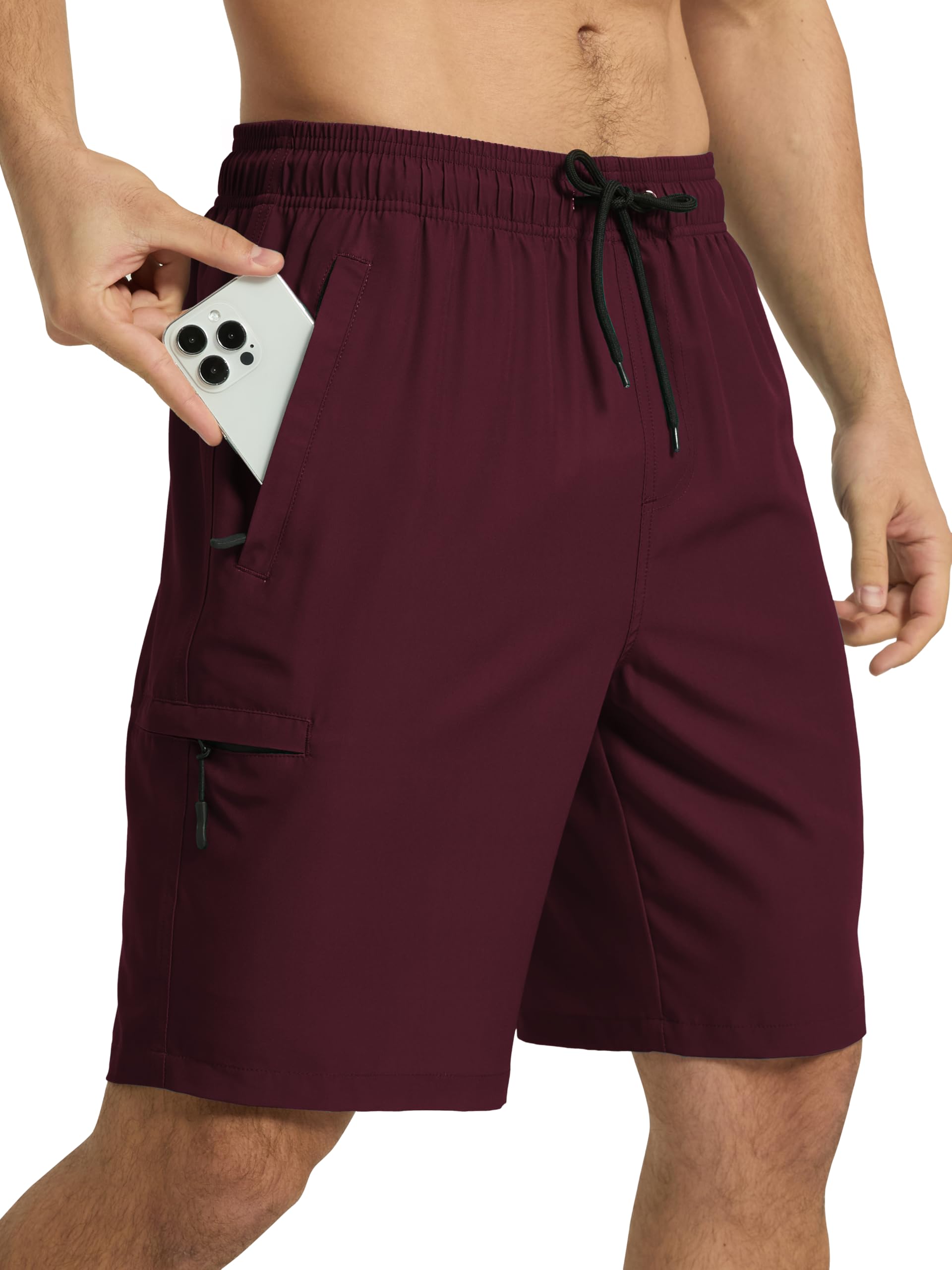 Arcweg Badehose Herren Cargo Shorts mit Reißverschlusstasche - Lange & Schnelltrocknende Badeshorts Schwimmhose ohne Innenfutter für Freizeit, Strand und Sport S-3XL
