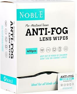 Noble Anti-Fog Pre-Moistened Lens and Screen Cleaning Wipes for Glasses Eyewear, Smartphones, Camera Lenses, Small Electronic Devices, Touchscreens, Individually Wrapped, Residue-Free, 5”x 6” (400)