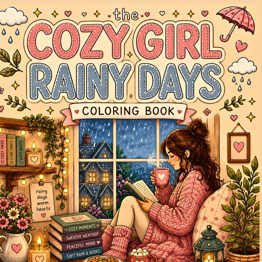 The Cozy Girl Rainy Days Coloring Book: 30 Cozy & Relaxing Rainy Day Coloring Pages for Stress Relief, Cute Cottagecore Comfort, and Peaceful Self-Care Moments (Cozy Girl Coloring Books)