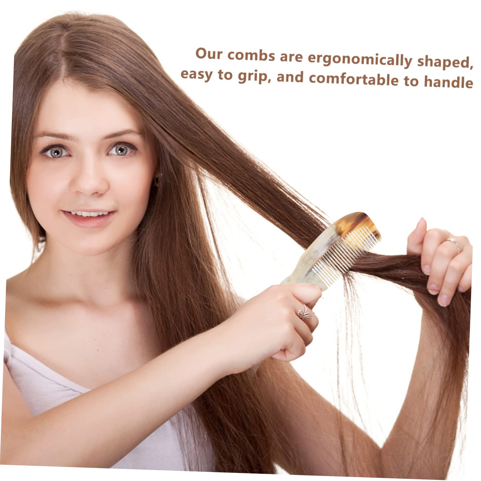 Beaupretty 10 Pièces peigne masseur portatif brosse à cheveux pour hommes masseur de cheveux poil de corne de boeuf mini masseur pour femme cheuveux massage gravure comb fait main cornes