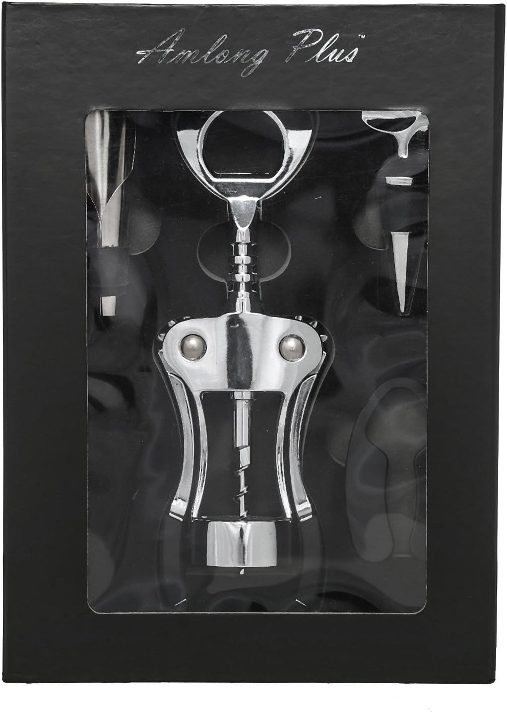 4pc Wine Accessory Set - Opener, Stopper, Pourer, Foilcutter
