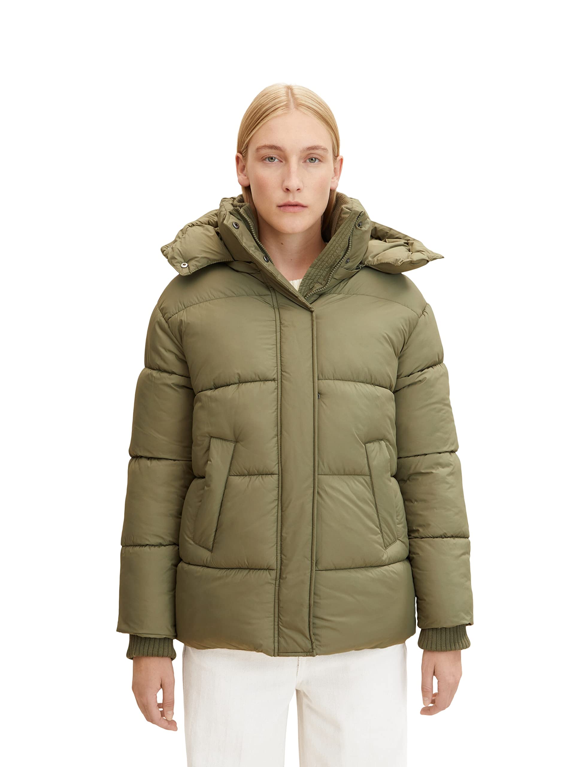 TOM TAILOR Señoras Chaqueta con capucha 1032483, 10905 - Tree Moss Green, S
