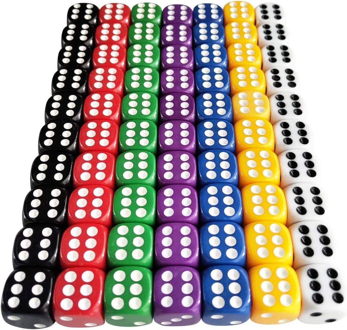 HUAZIZ 70 Piezas 12mm Dados 6 Caras,Juego de Dados,Dados 7 Colores Translúcidos Dados , Farkle, Yahtzee, Bunco o la enseñanza de Las Matemáticas