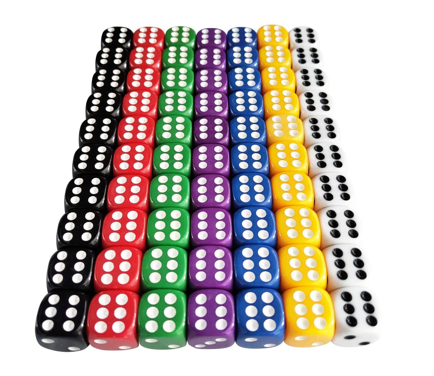 FEPITO Lot de 100 dés de jeu à 6 faces avec une pochette pour casino et enseigner les