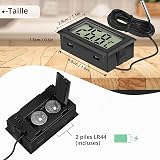 Thlevel Digital Reptile Thermometer Fridge Temperature Probe Temperature Gauge Inside Outside for Freezer Refrigerator Aquarium 4 Pack Black - 4
